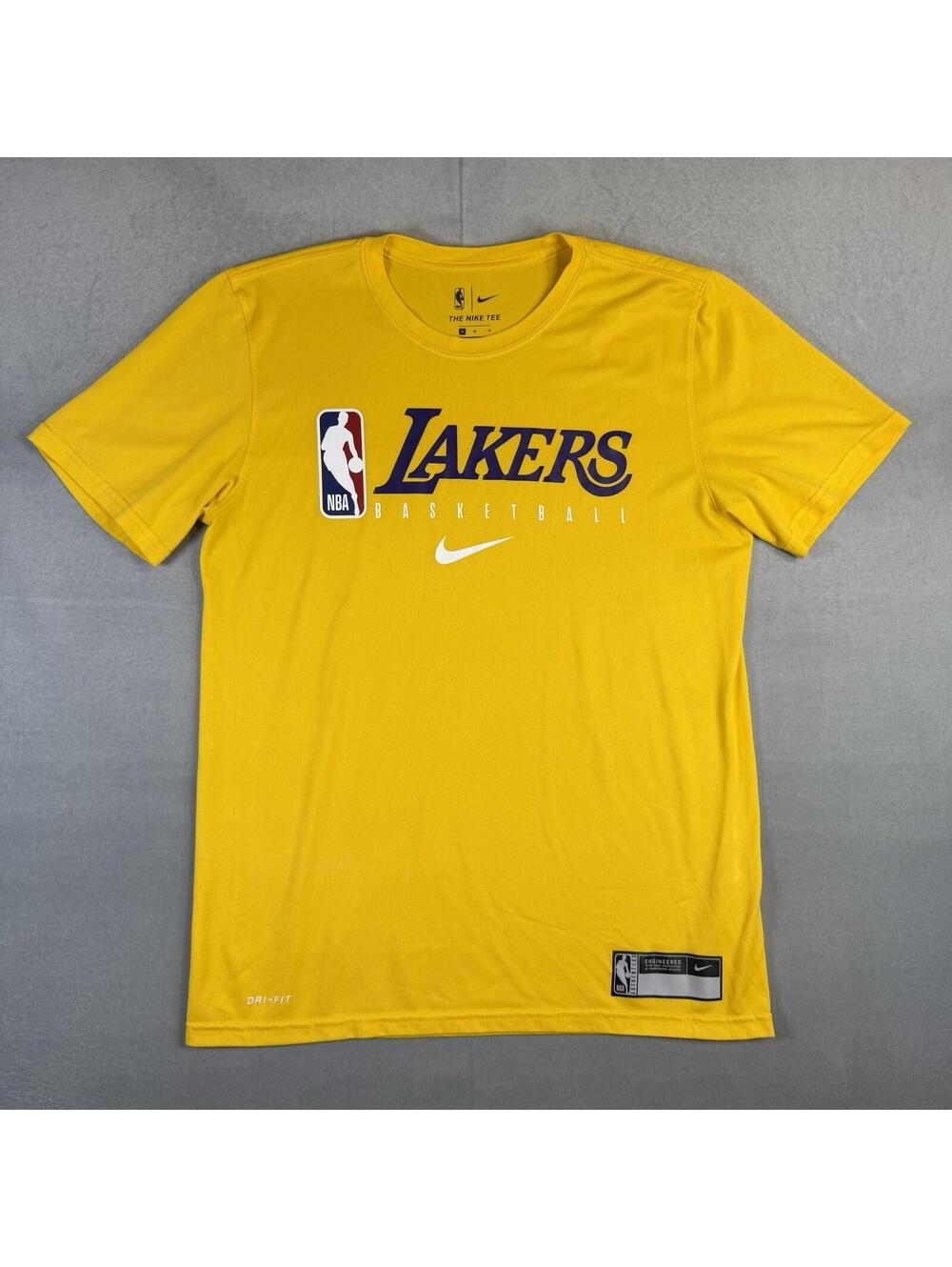 Nike Los Angeles Lakers Basketball T-Shirt Men’s Medium Yellow Dri-Fit Practice